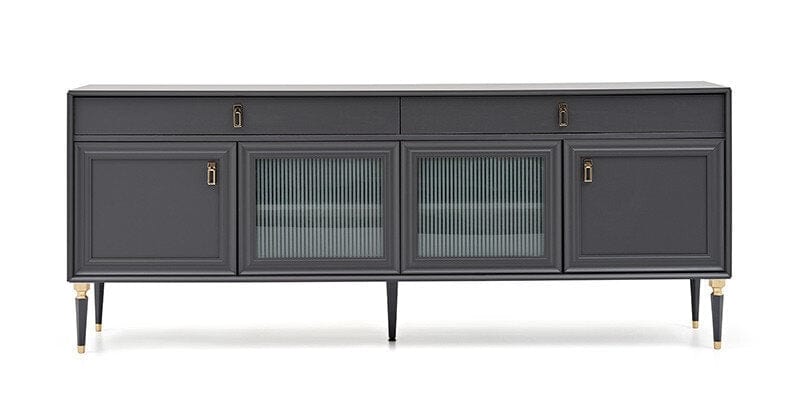 Comoda din pal cu 2 sertare si 4 usi, Lorenta Antracit, l215,6xA49xH85 cm (7)