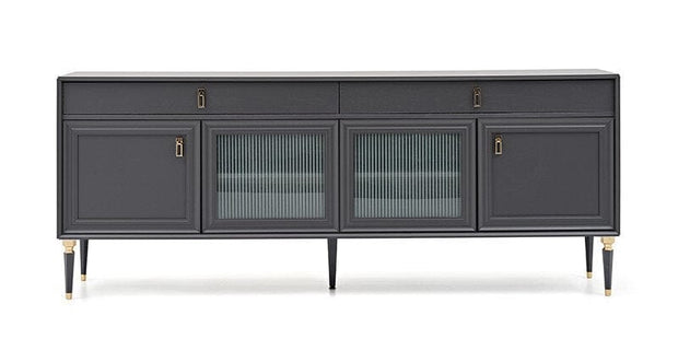 Comoda din pal cu 2 sertare si 4 usi, Lorenta Antracit, l215,6xA49xH85 cm (7)