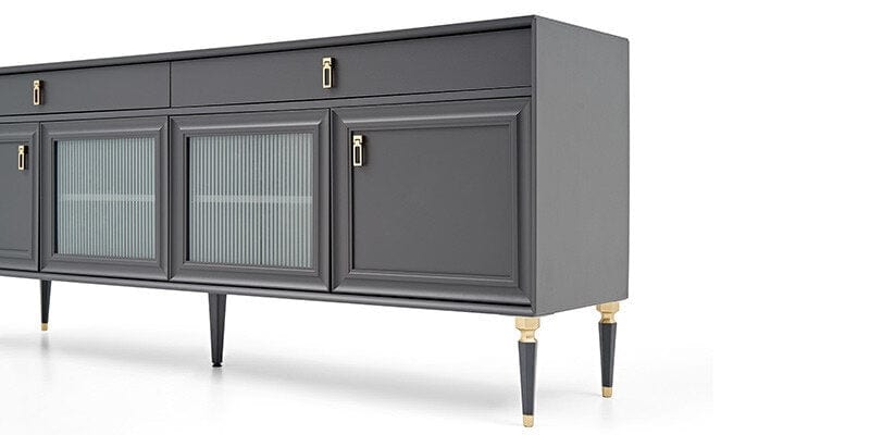Comoda din pal cu 2 sertare si 4 usi, Lorenta Antracit, l215,6xA49xH85 cm (8)