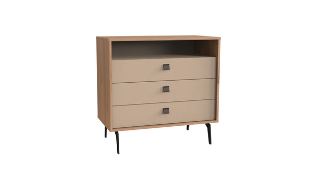Comoda din pal, cu 3 sertare Mayer Dafne Natural, l90,6xA47,7xH87,9 cm
