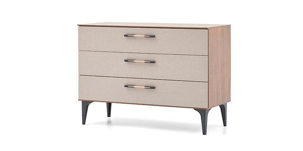 Comoda din pal, cu 3 sertare, Nova Cappuccino / Nuc, l108,9xA46,8xH78,4 cm (4)