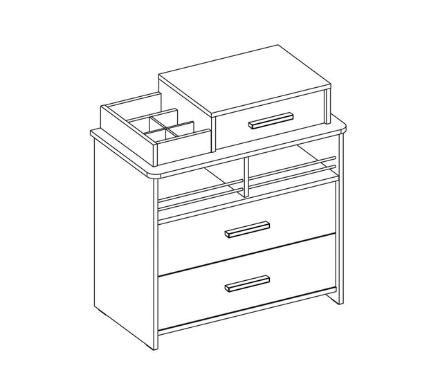 BFSummer Comoda din pal cu 3 sertare, pentru tineret Dynamic White / Natur, l77xA42xH82 cm