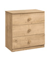 Comoda din pal cu 3 sertare, pentru tineret, Mocha Natur, l73xA43xH75 cm