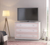 Comoda din pal cu 3 sertare, pentru tineret Selena Large Pink Alb / Roz, l107xA53xH75 cm
