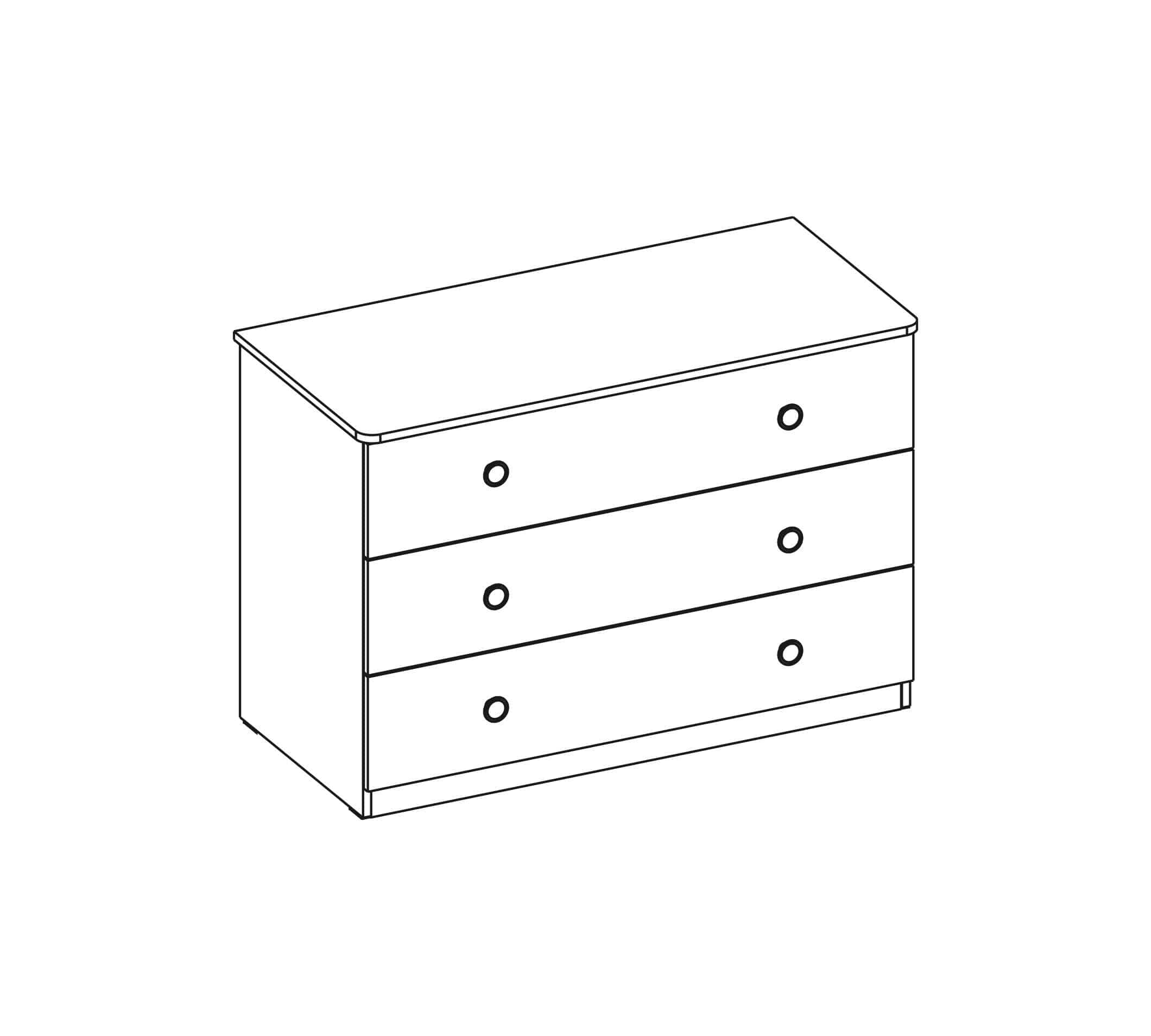 Comoda din pal cu 3 sertare, pentru tineret Selena Large Pink Alb / Roz, l107xA53xH75 cm (4)