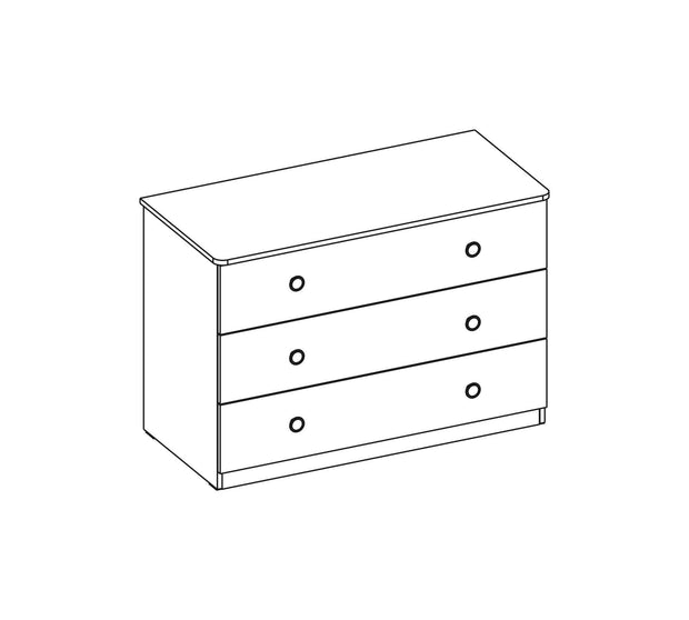 Comoda din pal cu 3 sertare, pentru tineret Selena Large Pink Alb / Roz, l107xA53xH75 cm (4)