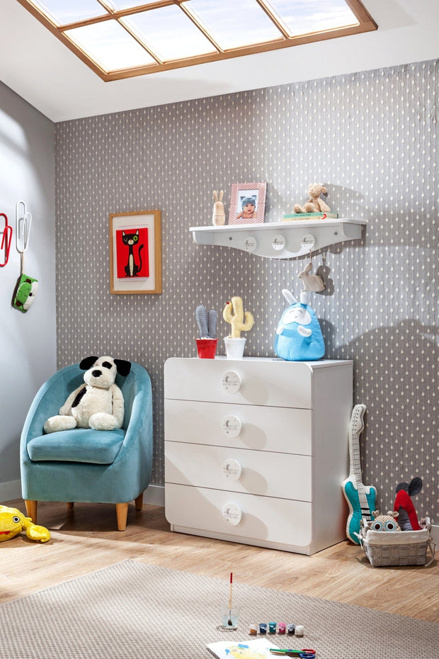 Comoda din pal cu 4 sertare, pentru bebe Baby Cotton Alb, l77xA41xH80 cm (1)