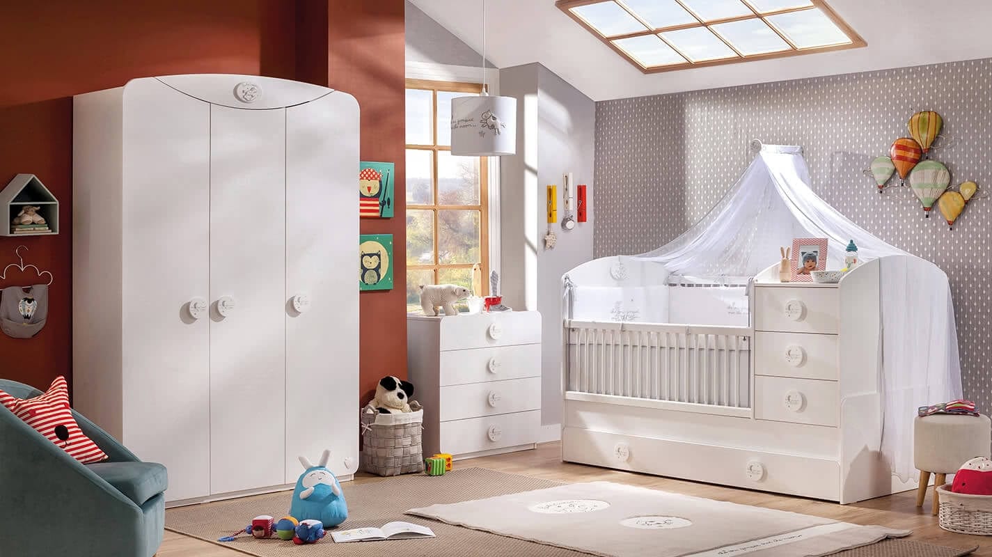 Comoda din pal cu 4 sertare, pentru bebe Baby Cotton Alb, l77xA41xH80 cm (5)