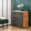 Comoda din pal cu 4 sertare si 1 usa, Liamis KM-2 Gri / Stejar Wotan, l77xA40xH82 cm (1)