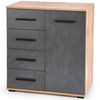 Comoda din pal cu 4 sertare si 1 usa, Liamis KM-2 Gri / Stejar Wotan, l77xA40xH82 cm (3)