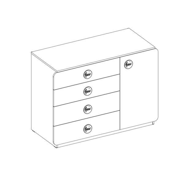 Comoda din pal cu 4 sertare si 1 usa, pentru bebe Baby Cotton Alb, l125xA56xH89 cm (3)