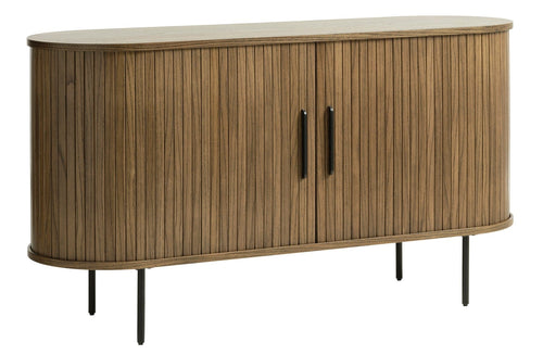 Unique Furniture A/S Comoda din pal, MDF si furnir, cu 2 usi, Nola Stejar Smoked / Negru, l140xA45xH76 cm
