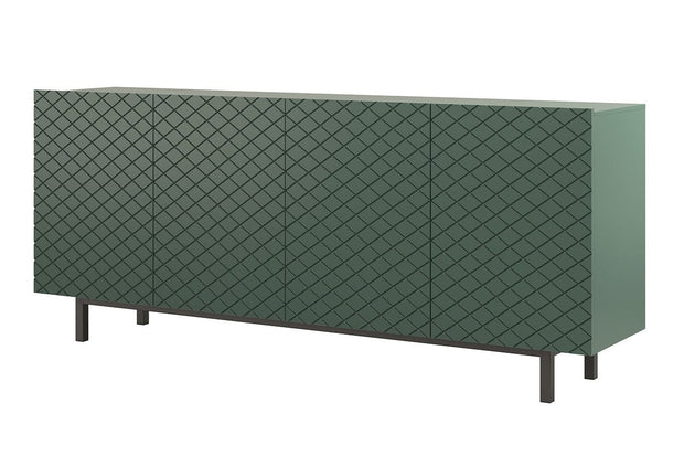 Bogart Comoda din pal, MDF si metal, cu 4 usi, Scalia II 190-4D Verde / Negru, l190xA42xH81 cm