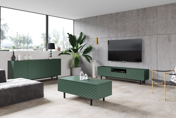 Bogart Comoda din pal, MDF si metal, cu 4 usi, Scalia II 190-4D Verde / Negru, l190xA42xH81 cm