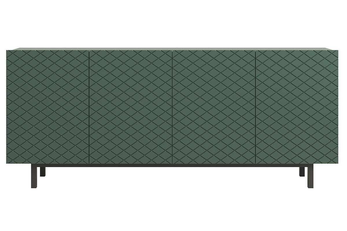 Bogart Comoda din pal, MDF si metal, cu 4 usi, Scalia II 190-4D Verde / Negru, l190xA42xH81 cm