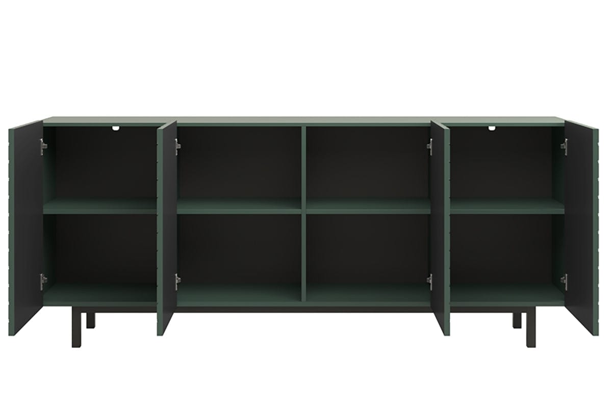 Bogart Comoda din pal, MDF si metal, cu 4 usi, Scalia II 190-4D Verde / Negru, l190xA42xH81 cm