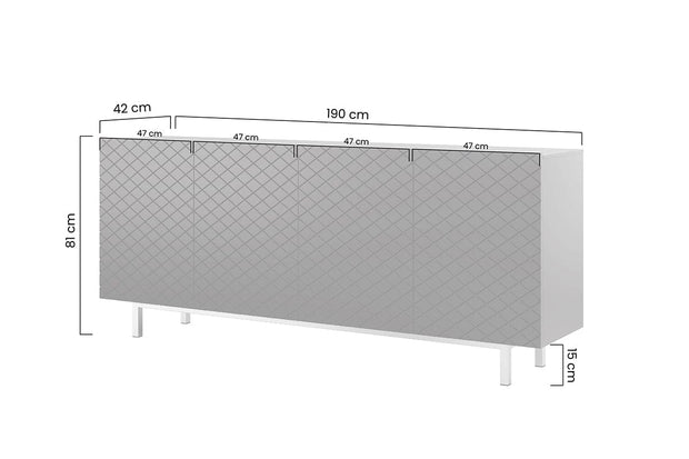 Bogart Comoda din pal, MDF si metal, cu 4 usi, Scalia II 190-4D Verde / Negru, l190xA42xH81 cm
