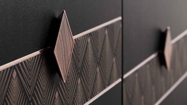 Comoda din pal si lemn, cu 3 sertare Diamond Nuc / Grafit, l104xA48,2xH80,4 cm (2)