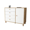 Comoda din pal si lemn, cu 4 sertare si 1 usa, Vilamo VL81-217 Alb / Natural, l120,6xA44,5xH93,5 cm (3)