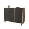 Comoda din pal si lemn, cu 4 sertare si 1 usa, Vilamo VL81-238 Negru / Natural, l120,6xA44,5xH93,5 cm (3)