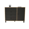 Comoda din pal si lemn, cu 4 sertare si 1 usa, Vilamo VL81-238 Negru / Natural, l120,6xA44,5xH93,5 cm (4)