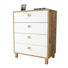 Comoda din pal si lemn, cu 4 sertare Vilamo VL80-217 Alb / Natural, l73,6xA44,5xH93,5 cm (2)