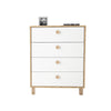 Comoda din pal si lemn, cu 4 sertare Vilamo VL80-217 Alb / Natural, l73,6xA44,5xH93,5 cm (4)