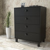 Comoda din pal si lemn, cu 4 sertare Vilamo VL80-338 Negru, l73,6xA44,5xH93,5 cm