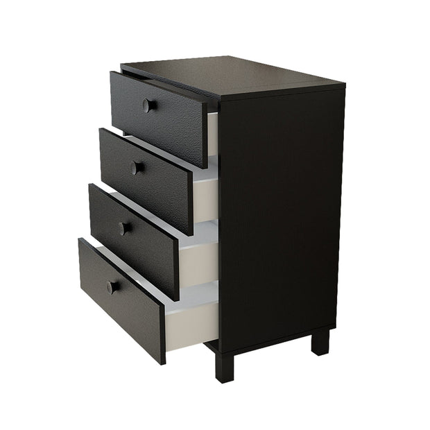Comoda din pal si lemn, cu 4 sertare Vilamo VL80-338 Negru, l73,6xA44,5xH93,5 cm (3)