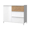 Comoda din pal si MDF, cu 3 sertare si 1 usa, Avis K13/AV Small Alb / Nuc Pacific, l106xA45xH88 cm (1)