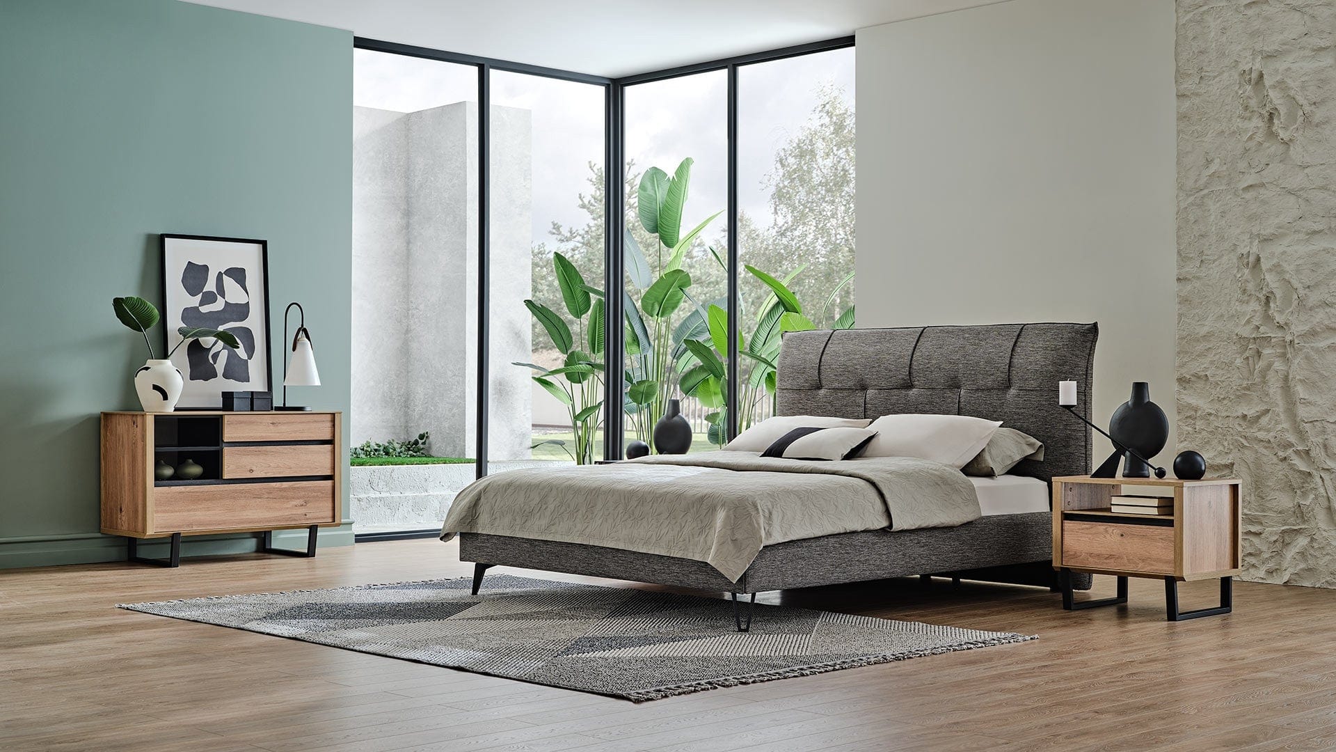 Comoda din pal si metal, cu 3 sertare, Solid Natural, l115xA47,2xH77,2 cm (1)