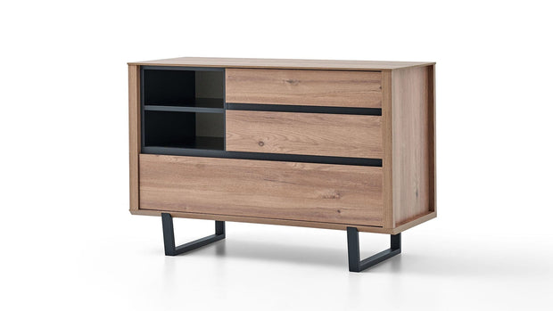 Comoda din pal si metal, cu 3 sertare, Solid Natural, l115xA47,2xH77,2 cm (3)