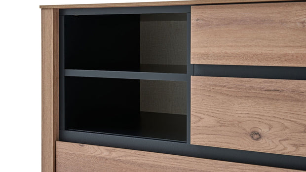 Comoda din pal si metal, cu 3 sertare, Solid Natural, l115xA47,2xH77,2 cm (7)