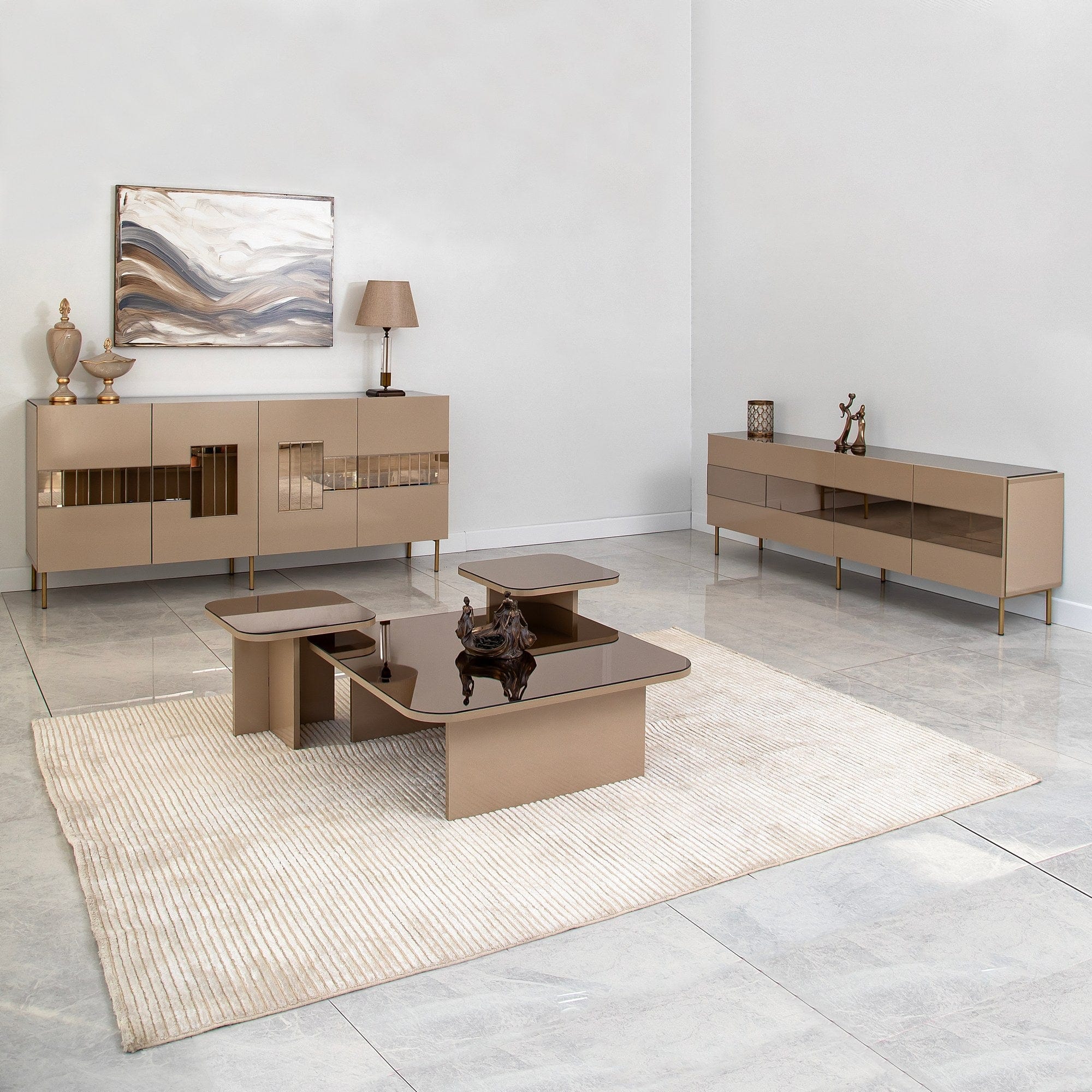 Comoda din pal si metal, cu 4 usi, Paris Alama / Auriu, l180xA40xH80 cm (2)