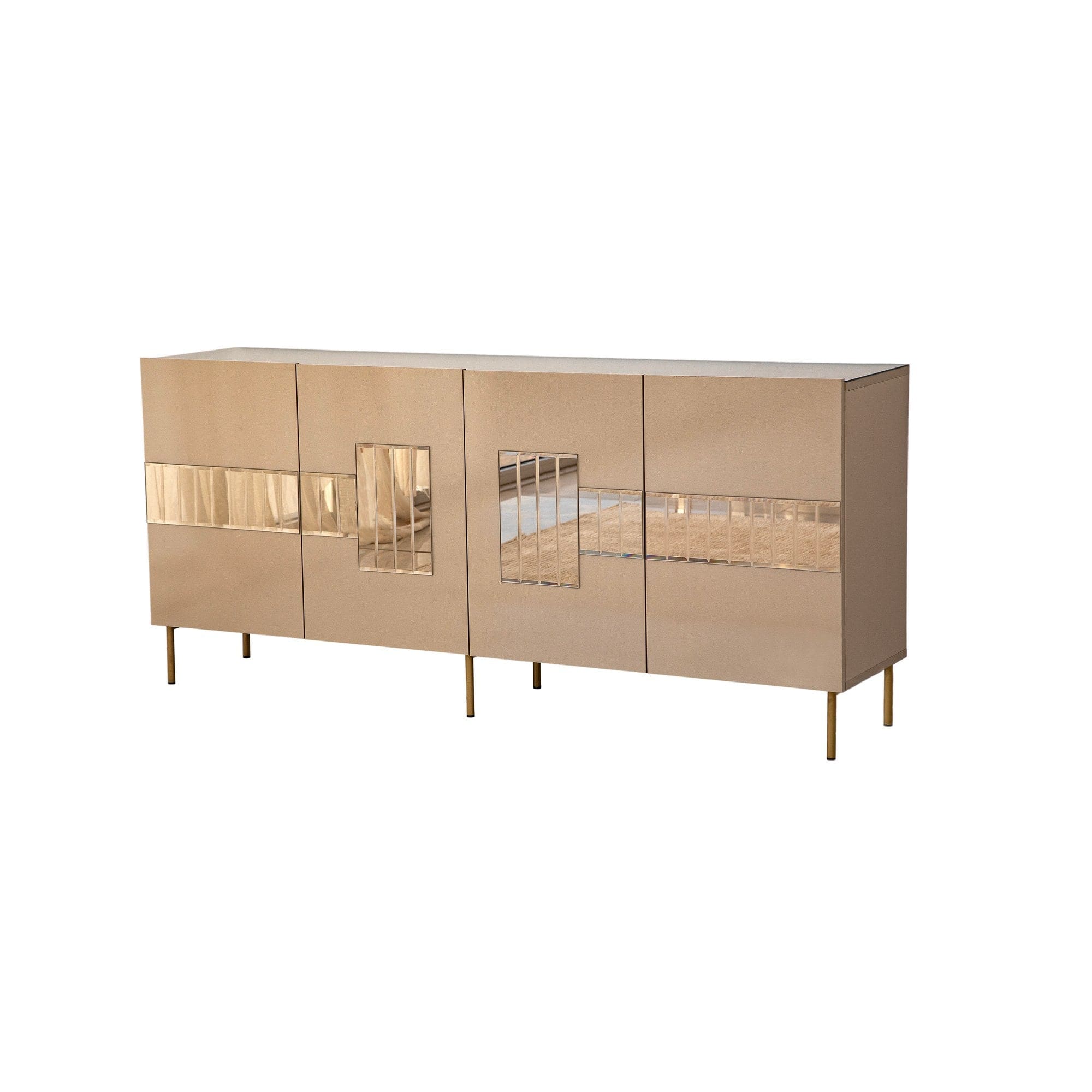 Comoda din pal si metal, cu 4 usi, Paris Alama / Auriu, l180xA40xH80 cm (6)