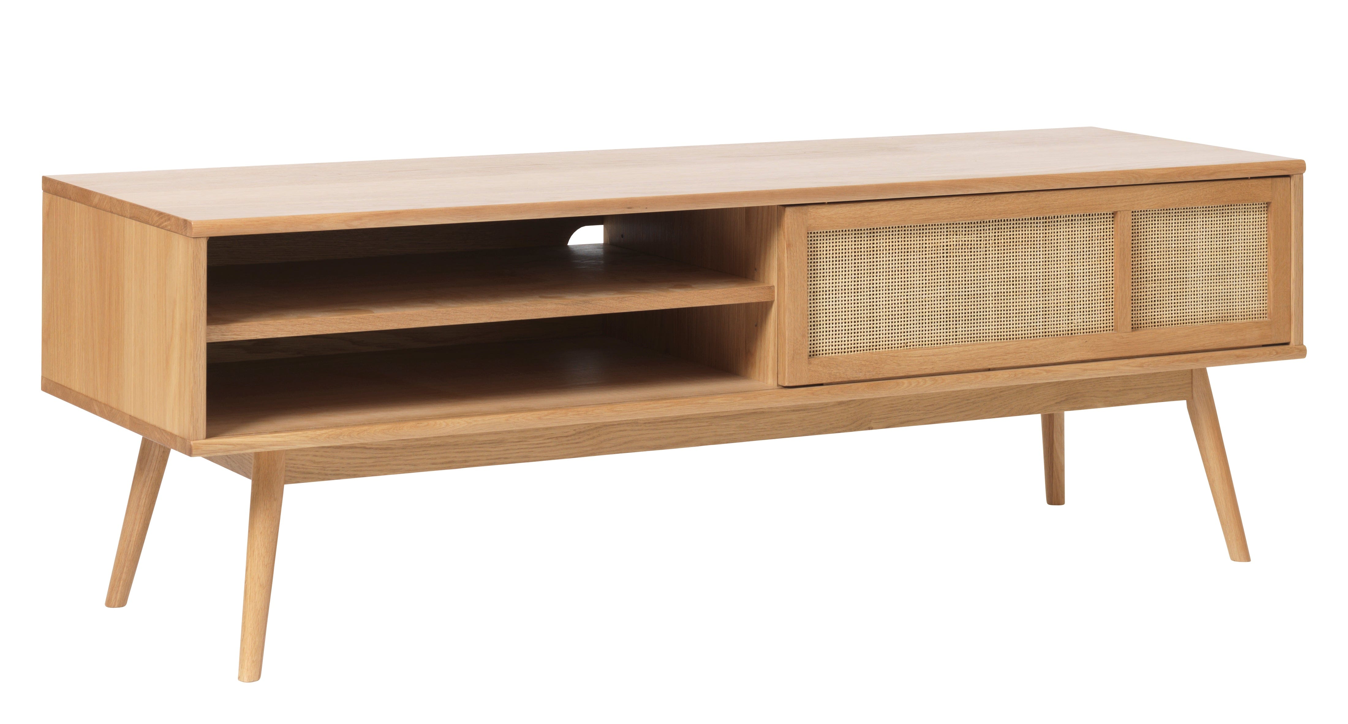 Unique Furniture A/S Comoda TV din furnir si pal, cu 1 usa, Barrali Stejar, l150xA45xH50 cm