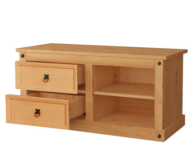 Dorel Home Comoda TV din lemn de pin, cu 2 sertare, Mexico Natural, l120xA50xH57 cm