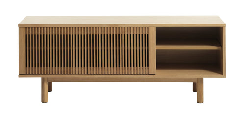 Unique Furniture A/S Comoda TV din lemn, pal si furnir, cu 2 usi, Tiber Stejar, l143xA40xH55 cm