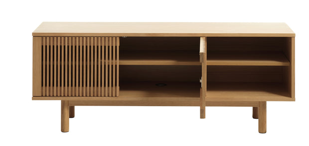 Unique Furniture A/S Comoda TV din lemn, pal si furnir, cu 2 usi, Tiber Stejar, l143xA40xH55 cm