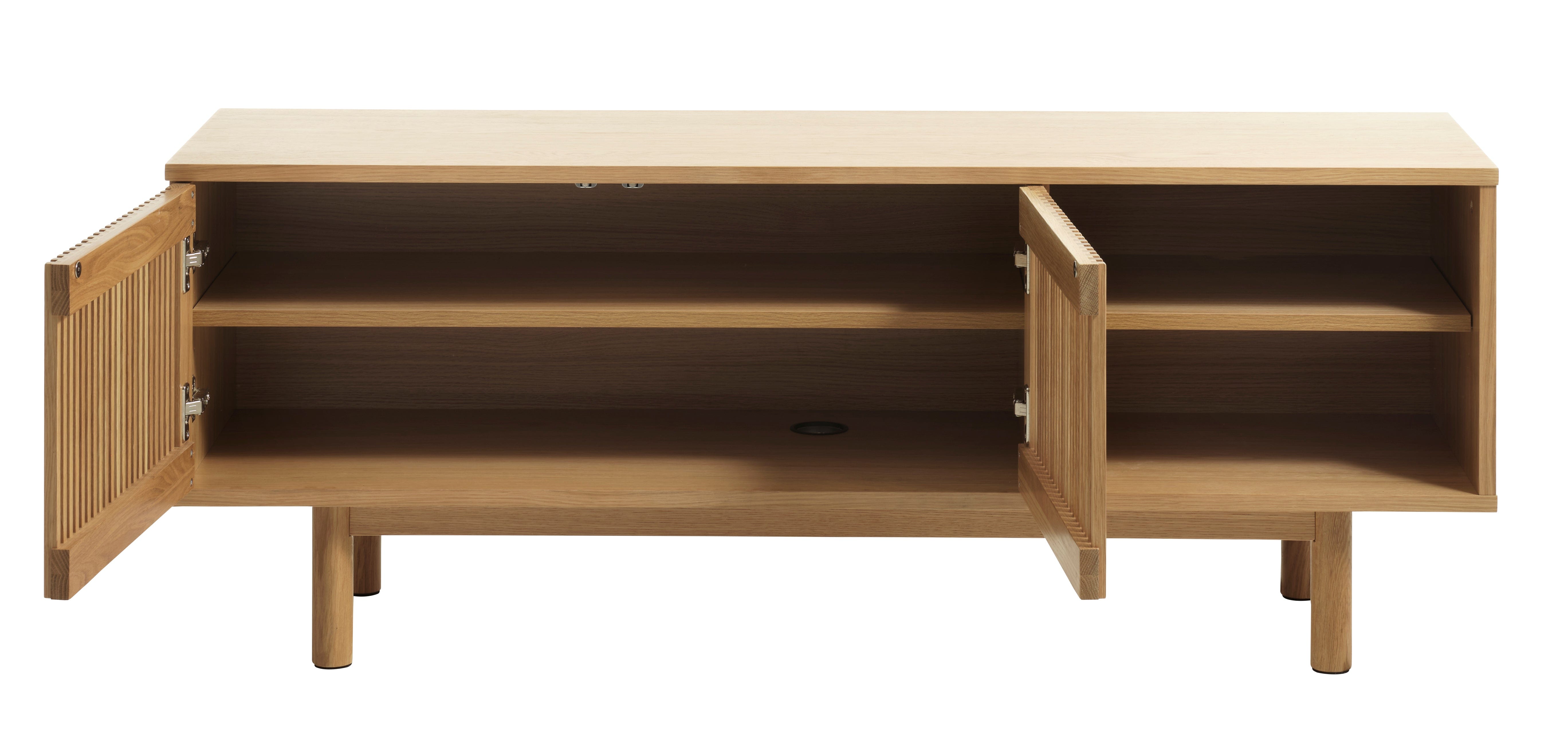 Unique Furniture A/S Comoda TV din lemn, pal si furnir, cu 2 usi, Tiber Stejar, l143xA40xH55 cm