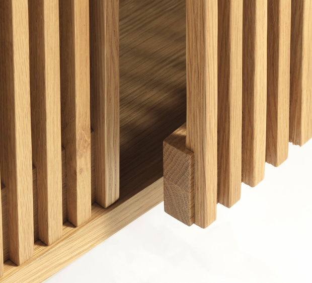 Unique Furniture A/S Comoda TV din lemn, pal si furnir, cu 2 usi, Tiber Stejar, l143xA40xH55 cm