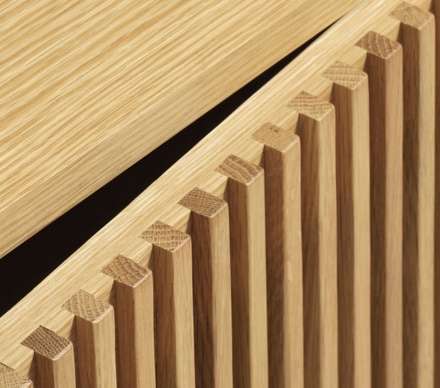 Unique Furniture A/S Comoda TV din lemn, pal si furnir, cu 2 usi, Tiber Stejar, l143xA40xH55 cm