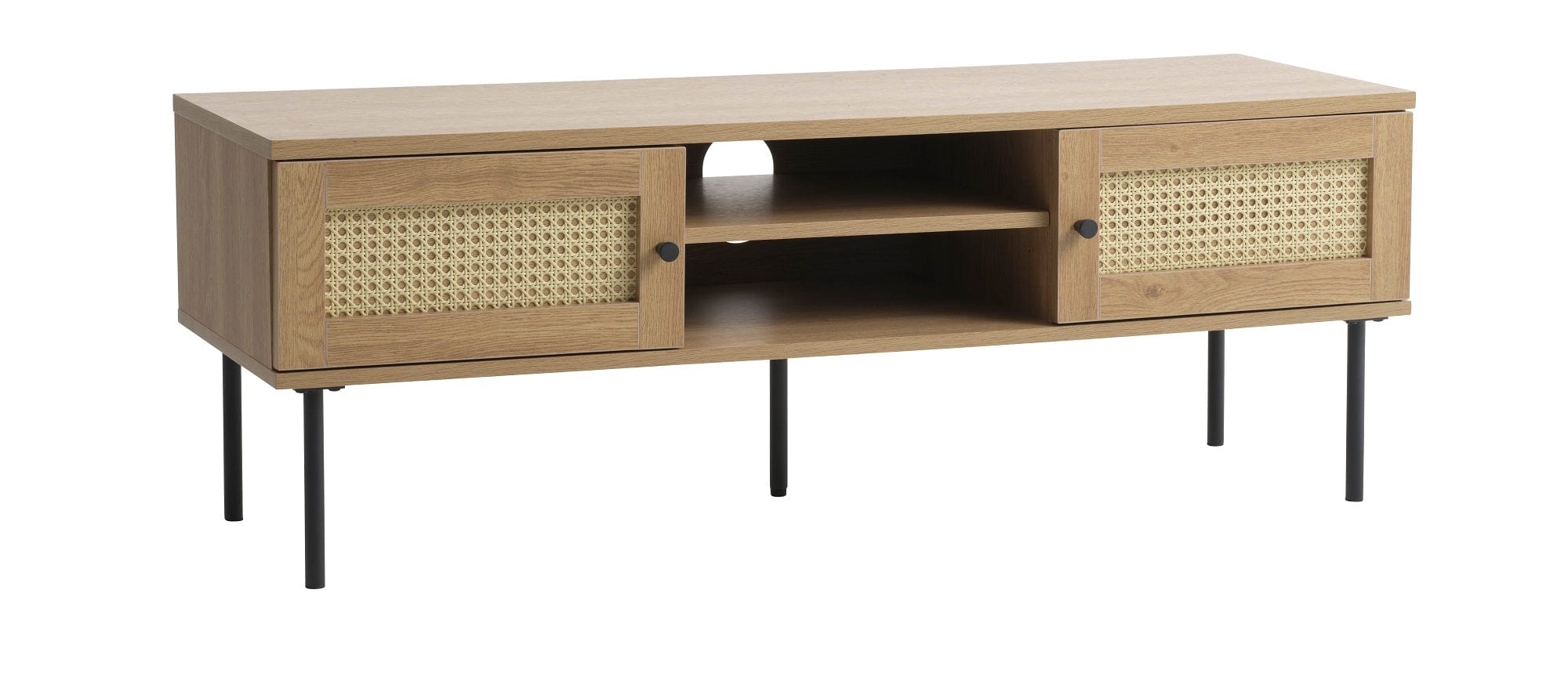 Unique Furniture A/S Comoda TV din MDF, ABS si pal, cu 2 usi, Pensacola Stejar, l120xA40xH43 cm