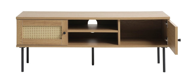 Unique Furniture A/S Comoda TV din MDF, ABS si pal, cu 2 usi, Pensacola Stejar, l120xA40xH43 cm