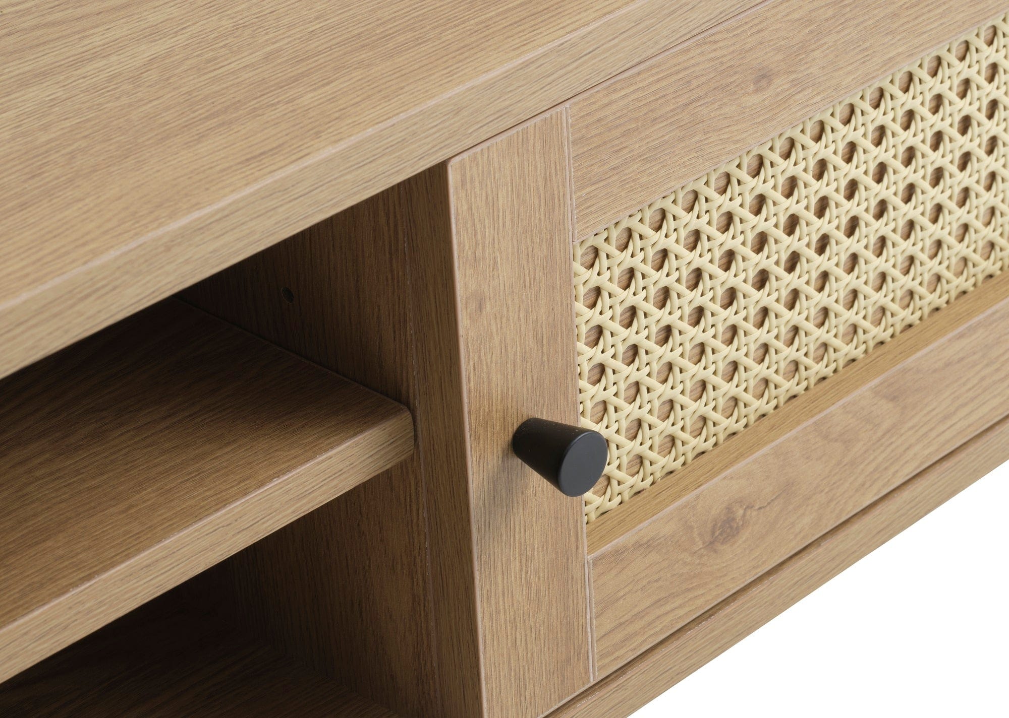 Unique Furniture A/S Comoda TV din MDF, ABS si pal, cu 2 usi, Pensacola Stejar, l120xA40xH43 cm