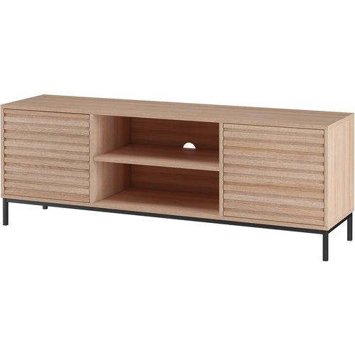 Dorel Home Comoda TV din MDF, pal si metal, cu 2 usi, Celine Natural / Negru, l140xA40xH50 cm