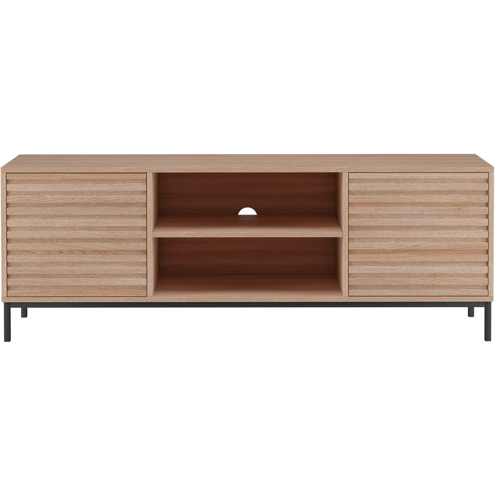 Dorel Home Comoda TV din MDF, pal si metal, cu 2 usi, Celine Natural / Negru, l140xA40xH50 cm