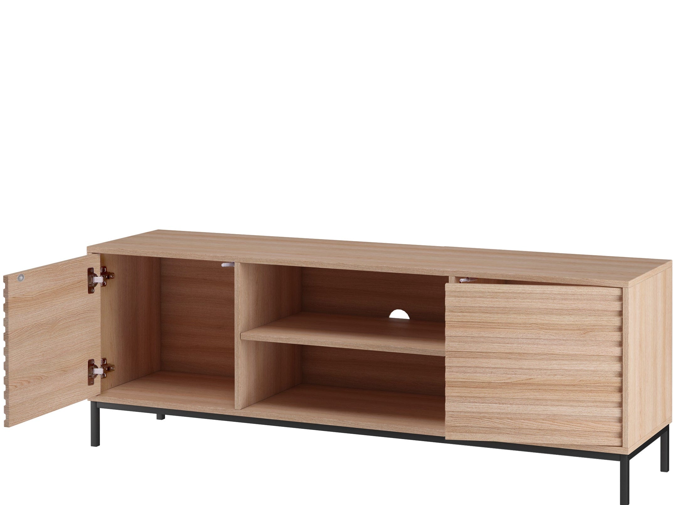 Dorel Home Comoda TV din MDF, pal si metal, cu 2 usi, Celine Natural / Negru, l140xA40xH50 cm