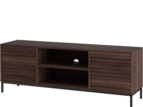 Dorel Home Comoda TV din MDF, pal si metal, cu 2 usi, Celine Nuc / Negru, l140xA40xH50 cm