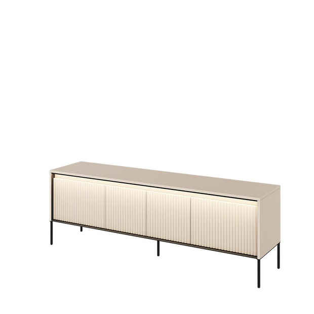 Lenart Comoda TV din MDF, pal si metal, cu 4 usi si LED inclus, Trend TR-05 Bej / Negru, l167xA40xH56 cm